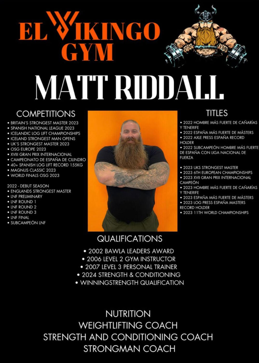 Matt Riddall Weightlifting and Strongman coach